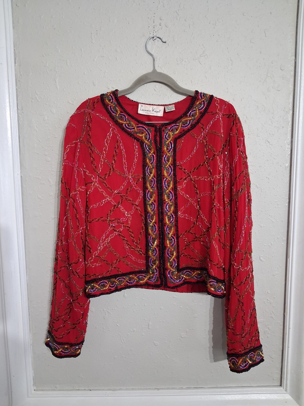 Laurence kazar vintage beaded silk jacket plus 2x 90s art cropped festive
